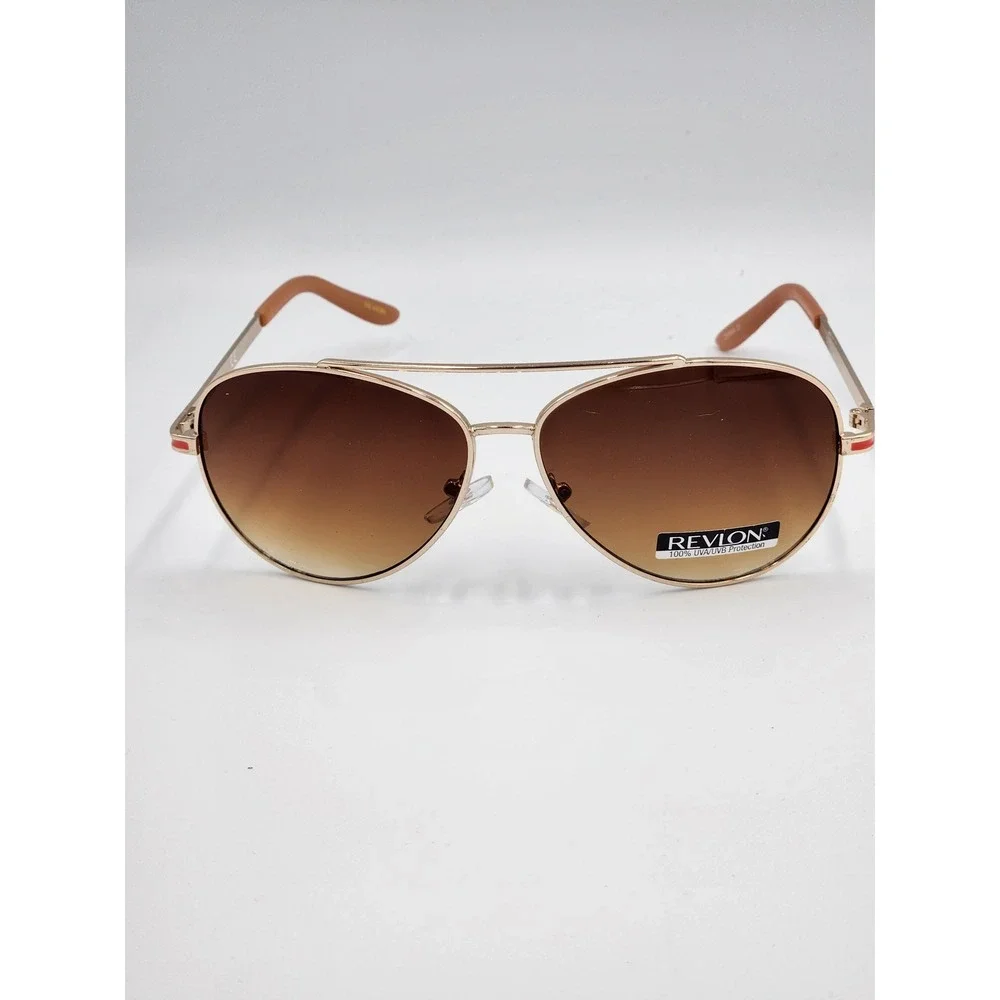 Revlon Aviator‎ Sunglasses Gold Brown Gradient Lens UV Women Beach Pool